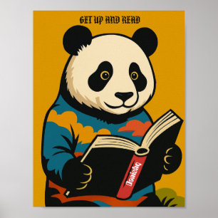 Poster Panda Avec Un Livre — Levez-Vous Et Lisez !