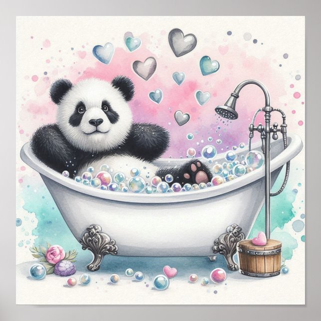 Poster Panda Bain Moussant (Devant)