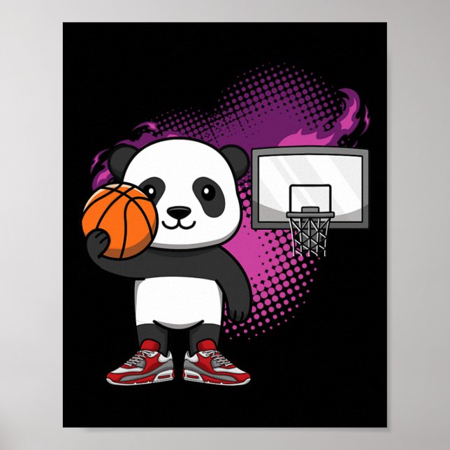 Poster Panda Bear Bysketbyll joueur Amoureux des animaux  (Devant)
