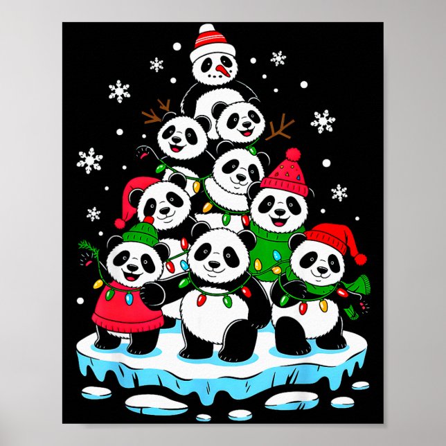 Poster Panda Christmas Tree Panda Lover Xmas Squad Men Wo (Devant)