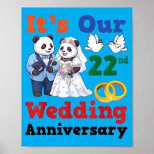 Poster Panda Couple Ensemble pour leur 22e Anniversaire d