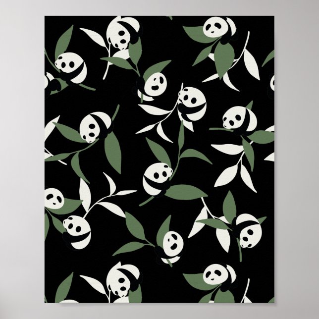 Poster Panda Cute Jouer Jardin De Bambou (Devant)