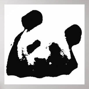 Poster Panda d'art pop noir et blanc