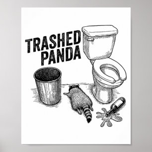 Poster Panda Dégradé, Raton Laveur Ivre Drôle, Humour Pan