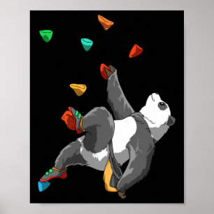 Poster Panda d'escalade de blocs et d'escalade de rochers