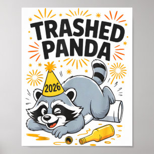 Poster Panda Dévasté Nouvel An 2026 Drôle Raton Laveur Iv