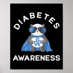 Poster Panda Diabétique Type 1 Soutien à la sensibilisati