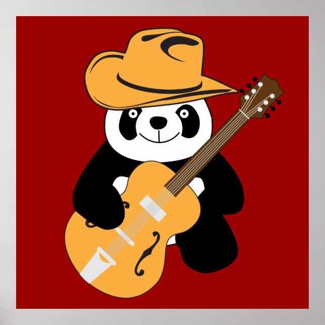 Poster Panda drôle avec guitare (Devant)
