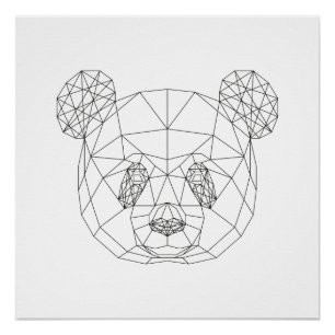 Poster Panda Head Géométrique Noir Blanc Art Moderne Impr