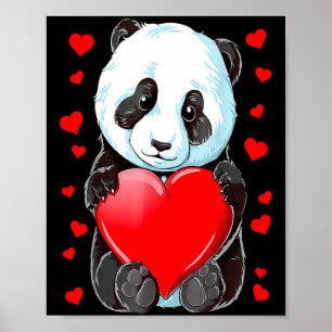 Poster Panda Heart Saint-Valentin Filles Enfants Femmes O