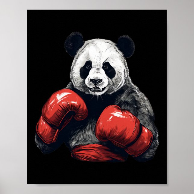 Poster Panda Ours Portant Des Gants De Boxe - Boxe Drôle (Devant)