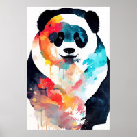 Panda Ours Sauvage Nature Animal Couleur Art Peint