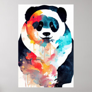 Poster Panda Ours Sauvage Nature Animal Couleur Art Peint