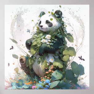 Poster Panda Portrait Animal Peinture Faune À L'Extérieur