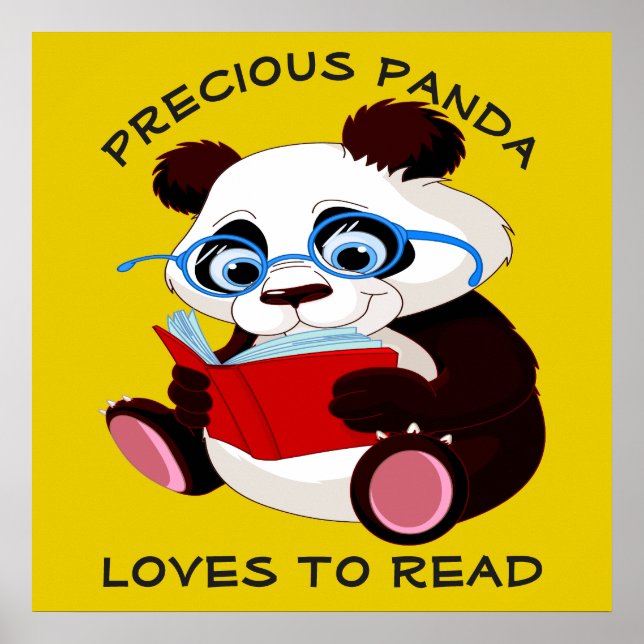 Poster Panda Precious aime lire (Devant)