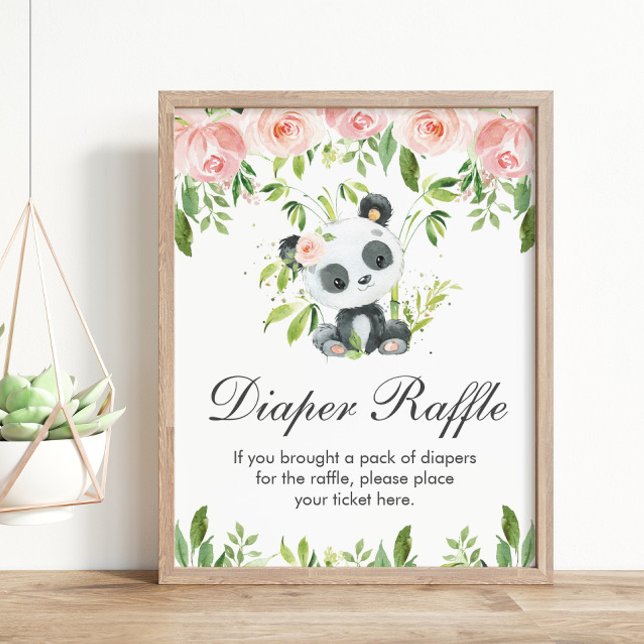 Poster Panda Rose floral Diaper Baby shower Jeu (Créateur téléchargé)