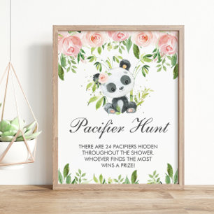 Poster Panda rose Floral Pacifique jeu de Baby shower de