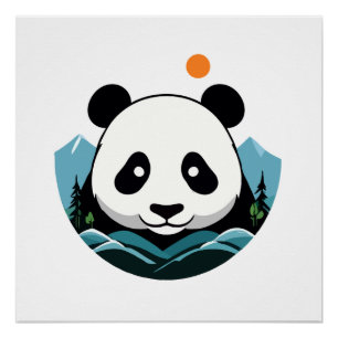 Poster Panda Vector Art Animal Moderne Ville Urbaine Grap