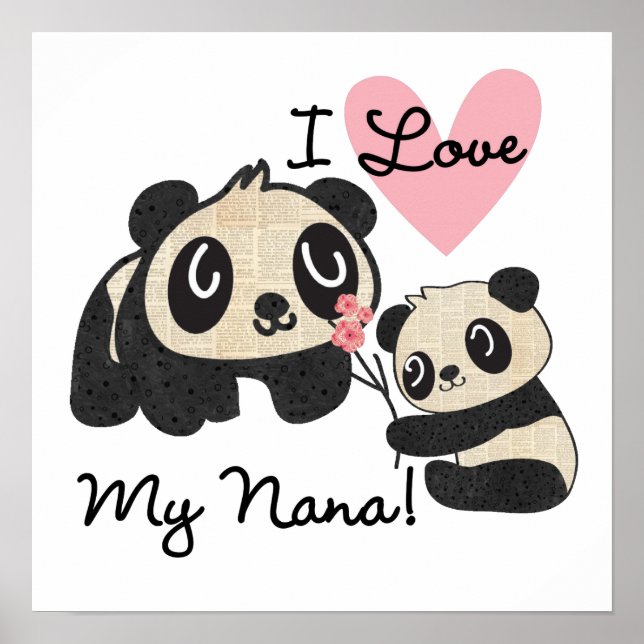 Poster Pandas I Love My Nana (Devant)