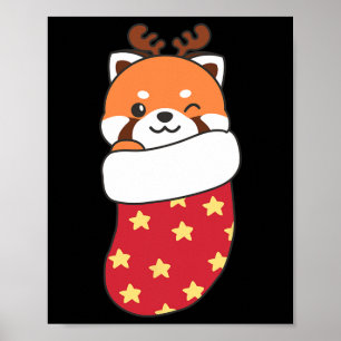 Poster Pandas Rouges Dans Les Bas De Noël Pour Noël