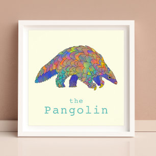 Poster Pangolin mignon art animalier coloré