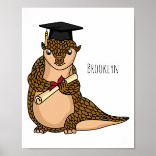 Poster Pangolin mignon diplômé dessin animé