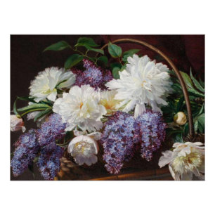 Poster Panier à fleurs Peony Lilac Belle Art Jardin class