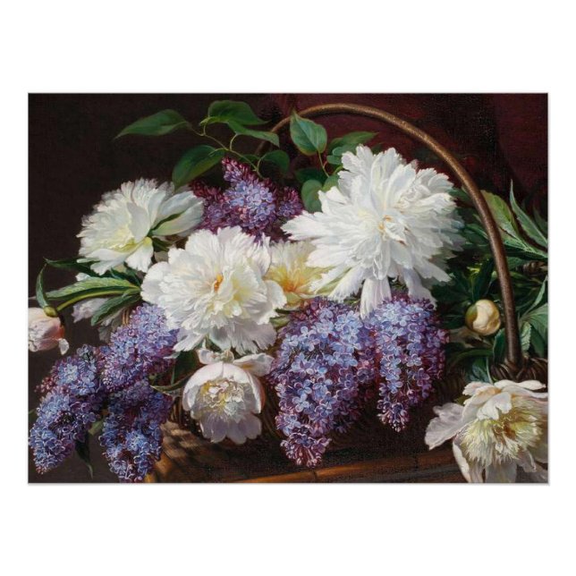 Poster Panier à fleurs Peony Lilac Belle Art Jardin class (Devant)