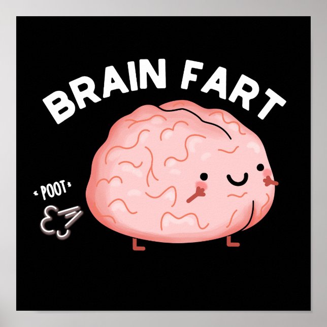 Poster Panier de cerveau amusant Anatomie Pun foncé BG (Devant)