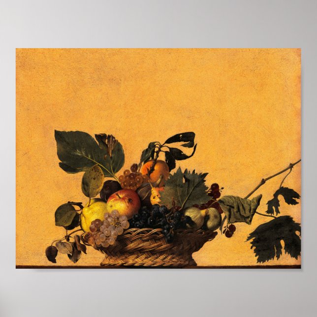 Poster Panier de fruits, Canestra di Frutta par Caravaggi (Devant)