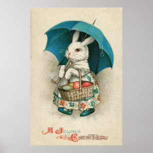 Poster Panier de lapin de Pâques Oeuf coloré Parapluie