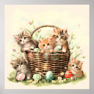 Poster Panier de Pâques de Chatte-Printemps
