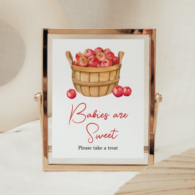 Poster Panier de pomme d'automne Baby shower Les bébés so (Fall Apple Baby Shower Babies are Sweet Sign)