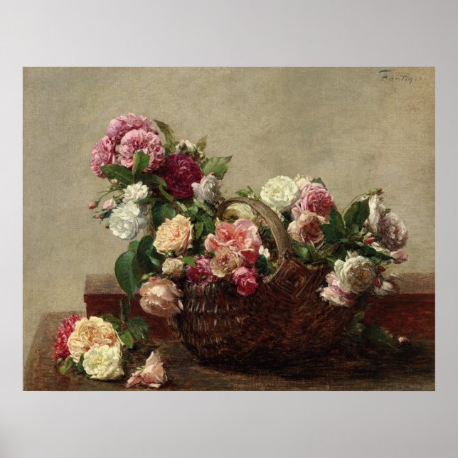 Poster Panier de Roses - Henri Fantin-Latour (Devant)
