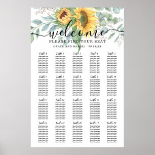 Poster Panier de siège Mariage Rustique de tournesol Euca