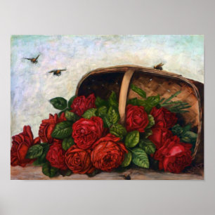 Poster Panier des Roses Rouges Paul de Longpre Fine Art