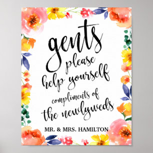 Poster Panier Mariage Gents 8x10 Panneau floral