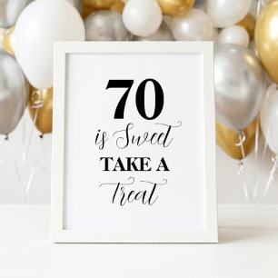 Poster Panneau 70 ans est doux, prenez une gâterie