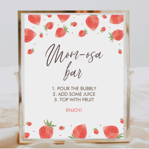 Poster Panneau à Baby shower de fraises Maman-Osa