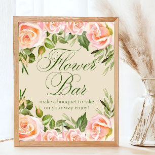 Poster Panneau à Fête des mariées florale chic