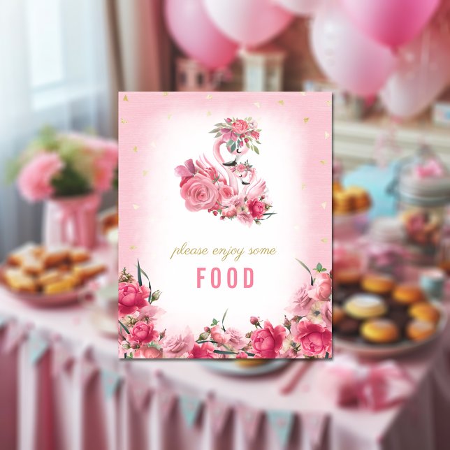 Poster Panneau alimentaire Baby shower Flamant rose rose  (Créateur téléchargé)
