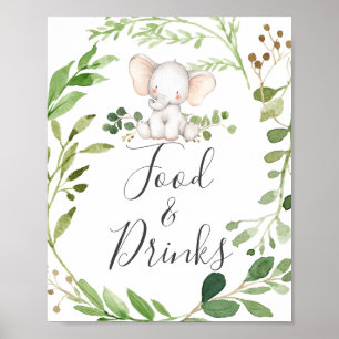 Poster Panneau Aliments et boissons pour Baby showers élé