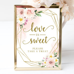 Poster Panneau Amour est doux géométrique floral rose pâl