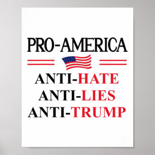 Poster Panneau anti Trump Résiste Mensonges Haine Pro Amé
