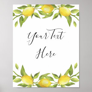 Poster Panneau aquarelle de verdure de fleurs de citron