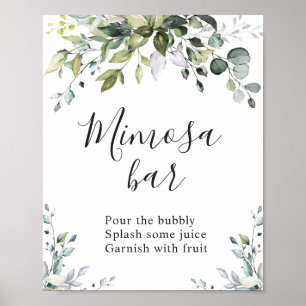 Poster Panneau Aquarelle Eucalyptus Vert Mimosa Bar