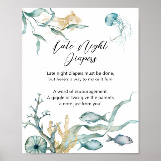 Poster Panneau Aquarelle Jellyfish Late Night Diapés