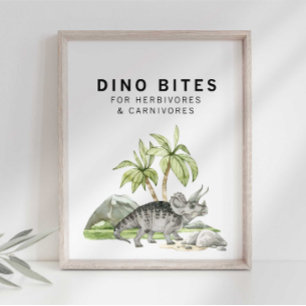 Poster Panneau Aquarelle Jurassique Dino Bites