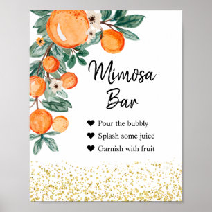 Poster Panneau Aquarelle Orange Été Mimosa Bar