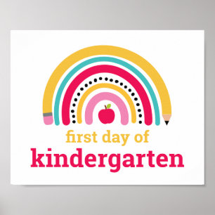 Poster Panneau arc-en-ciel du premier jour de l'école